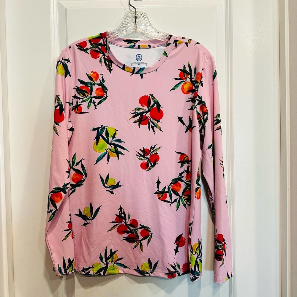 5 Fin Womens Size M Fishing Outdoor Pink Long Sleeve Sun Guard Blouse Top